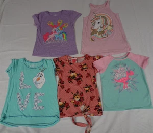 LOT OF 5 GIRLS T-SHIRTS SIZE 5T UNICORN MY LITTLE PONY OLAF T-REX FLOWERS #66 - Picture 1 of 9