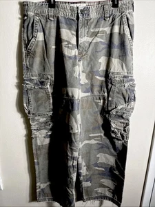 Y2K Mossimo Camo Cargo Supply Pants Men 36/37x31 Baggy Skater Grunge Paratrooper - Picture 1 of 8