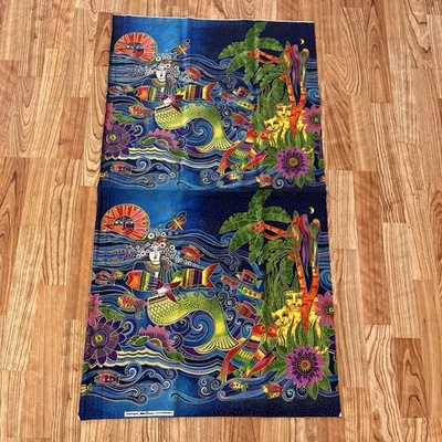 Ocean Songs Olas Azules Sirena Pez Bosque Animales Panel Floral Laurel Burch Foto 1 de 3