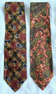 Corbata Furla Para Hombre Italiana 100% Seda Italia Cachemira Floral Cálida Otoño Colores Lote de 2 - Imagen 1 de 10