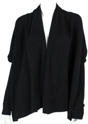 Suéter Cárdigan DONNA KARAN Negro Tejido Cachemir Frente Abierto P Foto 1 de 4