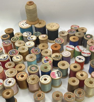 Lot Sewing Thread Wooden Spools Belding Corticelli Star Lily Sparta Normandie + - Image 1 of 2