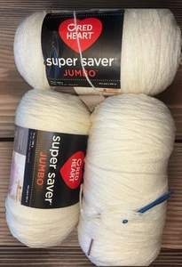 Lote de hilo Red Heart Super Saver blanco suave 14 oz 744 yardas X 3 y gancho todo - Imagen 1 de 7