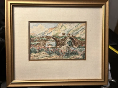 Pintura Acuarela ORIGINAL de Ruth. Cuenta con puente y camellos. Foto 1 de 4