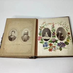 1880s Victorian Gilded Leather Photo Album w/ 40x Portait Photos (A5) W#660 - Picture 1 of 18