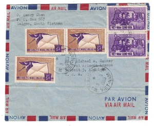 1965 VIETNAM LUFTPOSTBRIEF NACH DETROIT MICHIGAN - Bild 1 von 1