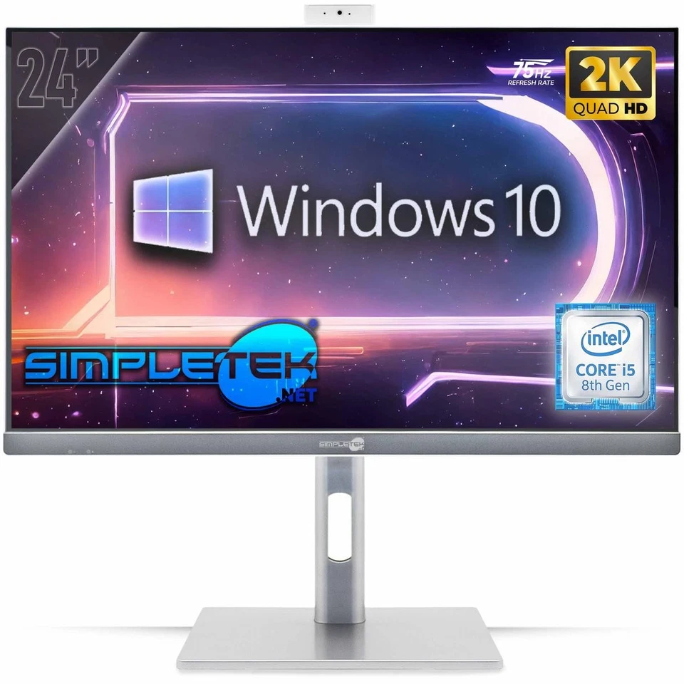 All IN One 24 " 2K 75Hz i5 8° Gen Win 10 RAM 8GB SSD 120GB Gaming Render Vesa PC - Image 1 of 4