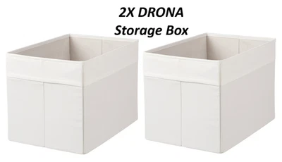 2X IKEA DRÖNA White Fabric Storage Box Fits KALLAX Shelf Unit 9¾x13¾x9¾ Inches - Image 1 of 4