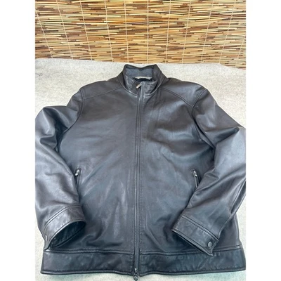 Chaqueta de hombre Peter Millar de cuero de cordero marrón chocolate manga larga talla L Foto 1 de 4