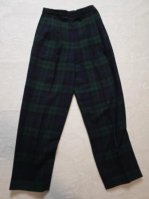 Vtg  Polo Ralph Lauren Pleated Wool Pants  Blue Green Tartan Preppy Academia Sz8 - Image 1 of 4