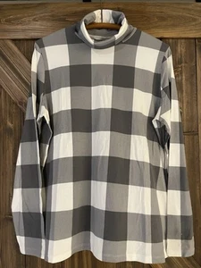 Lands End Plaid Grigio/Crema, Vestibilità a Forma di Girocollo, Donna XL - Foto 1 di 6