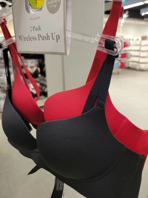 Primark 2 упаковки беспроводной бюстгальтер пуш-ап повышение пуш-ап с подкладкой красный и черный женщин - Изображение 1 из 4
