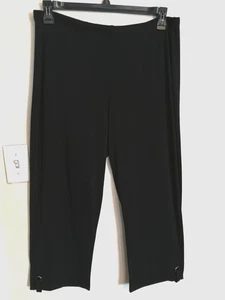 Chicos Easywear Pantalone Donna 2 L 12 Nero Slinky Elasticizzato Caviglia Cropped Pull On - Foto 1 di 4