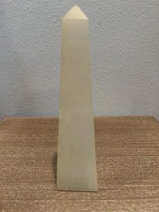 Vintage echter italienischer Alabaster Obelisk handgeschnitzt in Italien weißer Stein 10 Zoll - Bild 1 von 11