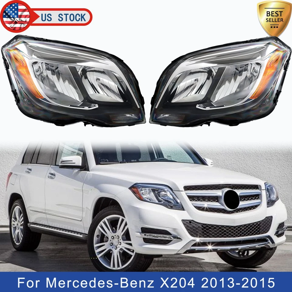 For 2013-2015 Mercedes Benz GLK250 GLK350 Halogen Headlight Left+Right w/o Bulb — 第 1/4 张图片