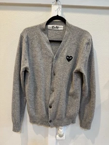 COMME DES GARCONS Play Heart Patch Cardigan Sweater Men Size L Made In Japan - Picture 1 of 4