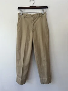 Vintage 80s Trousers Kids 26x23 Khaki Permanent Press Work Pants - Picture 1 of 11