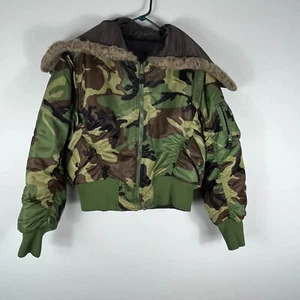 Apollo Jeans Camo Bomber Jacket Womens XL Multicolor Reversible Avitor Style - Picture 1 of 8