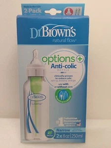 Dr. Brown's •Anti-Colic Baby Bottles •Level 1 / 0m+ •Narrow •2ct 8oz Bottles - Picture 1 of 8