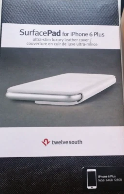 Twelve South SurfacePad Leather Folio Cover w' Stand iPhone 6 Plus 6s Plus White - Image 1 of 4