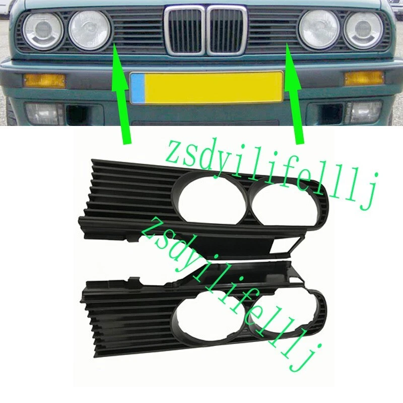 2x Para BMW E30 318i 325i 1985-1993 Faro Delantero Izquierdo Derecho Marco Cubierta Negro Foto 1 de 1