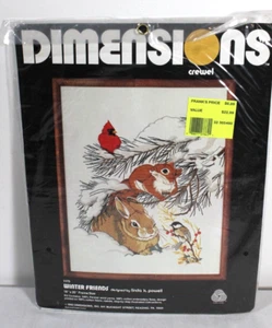Dimensions Crewel WINTER FRIENDS #1175 Kit Bunny Squirrel Birds NEW-1980-Sealed - Picture 1 of 3