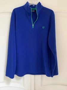 Chaps Sport Mens Pullover Fleece Blue with Neon Green Zipper - Size Medium (M) - Picture 1 of 3