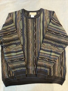 Vintage Norm Thompson Sweater Men's XL Multicolor 3D Knit Coogi Tundra Biggie - Picture 1 of 6