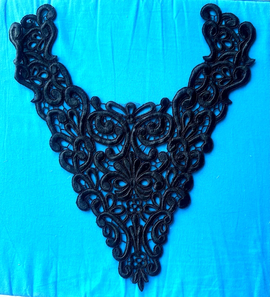 Black embroidered sew on applique price for 4-piece 15 x 13 inch - Image 1 of 1