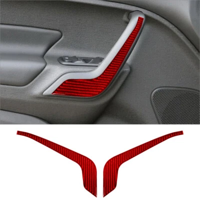 2Pcs Red Carbon Fiber Interior Door Pull Cover Trim For Ford Fiesta 2011-2015 - image 1 of 4
