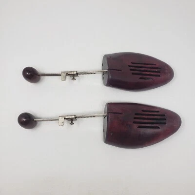 Par de camillas ajustables de madera Art Deco vintage formas de árbol para hombre talla 10B Foto 1 de 4