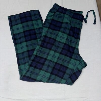 EUC Old Navy Pajama Bottoms Mens Sz L Green And Blue Plaid Flannel - Image 1 of 4