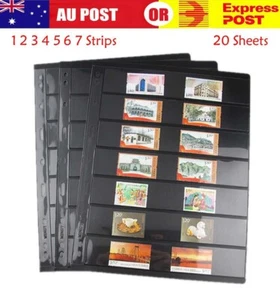 20 Sheets Stamp Album Stock Black Collection Holder Double Sided 9 Binder Hole - Picture 1 of 13