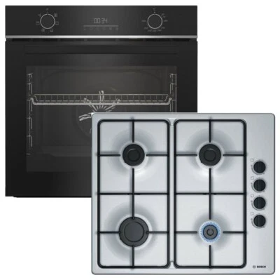 Gas Herd Herdset Autark einbau Beko Backofen Schwarz + GAS Kochfeld Bosch Neu - Bild 1 von 4