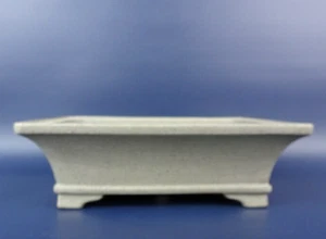 Japanese TOKONAME Bonsai pot SEIZAN 誠山 sign DEIMONO Outer edge Gray w8.5" *1603 - Picture 1 of 8