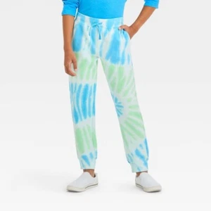 Boys' Tie-Dye Athletic Jogger Pants - Cat & Jack Blue/Green M (8) - Picture 1 of 1