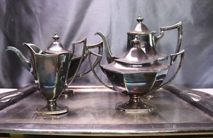 Vintage Sheffield 6 pc Tea Set EPNS #0607 WMM'T'S Panels - Picture 1 of 12
