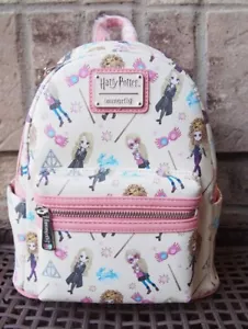 Loungefly Hermione Luna Lovegood Harry Potter Pink Cream Mini Backpack NWT - Picture 1 of 11