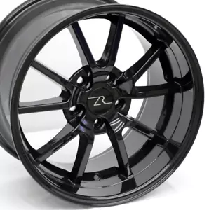 17" FULL Gloss Black FR500 Replica Wheels 17x9 17x10.5 5x114.3 Mustang 94-04 - Picture 1 of 16