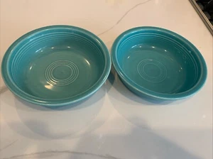 PAAR HOMER LAUGHLIN FIESTA WARE 7" TÜRKIS COUPE SUPPE/MÜSLISCHALEN - Bild 1 von 6