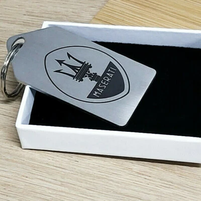 Maserati Keyring, Maserati Key Chain, Stainless Steel and Laser Etched - Immagine 1 di 2