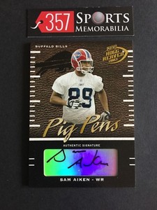 2003 PLAYOFF HOGG HEAVEN PIG PENS SAM AIKEN BUFFALO BILLS AUTO ROOKIE CARD /250