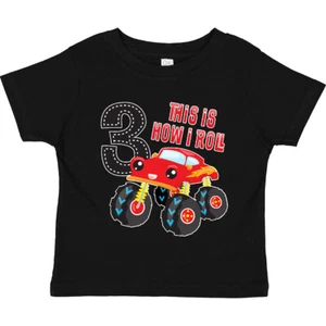 Inktastic Monster Truck How I Roll 3rd Birthday Toddler T-Shirt Racing This Is - Picture 1 of 9