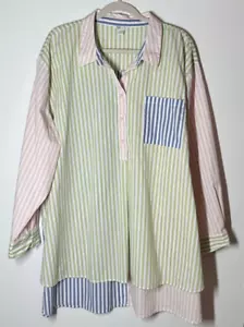 Camisa Cato Mixta Pastel Rayas Talla 22/24 Rosa Verde 1/2 Botón Preppy Retro - Imagen 1 de 14