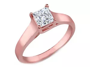 Klassischer Solitär-Verlobungsring Rankgitter Prinzessschliff Diamant - Bild 1 von 1