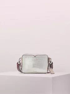 Kate Spade Candid Metallic Croc-Embossed Leather Medium Camera Bag Gunmetal -NWT - Picture 1 of 12