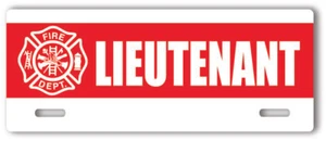 Lieutenant License Plate Topper stripe aluminum novelty fire department sign  - Imagen 1 de 1
