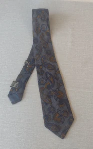 Vintage Gianni Versace 100% Wool Tie Italy - Paisley -Blues/Gray/Browns 57" x 3" - Picture 1 of 14