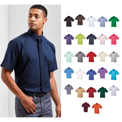 Premier Short Sleeve Poplin Shirt PR202 - Unisex Formal Workwear Office Shir - image 1 of 4
