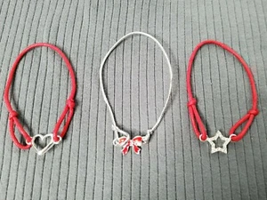 Avon  "Tis the Season" 3 Bracelet Set~ Red  ~ Textile Cord with Silver-tone Allo - Picture 1 of 1